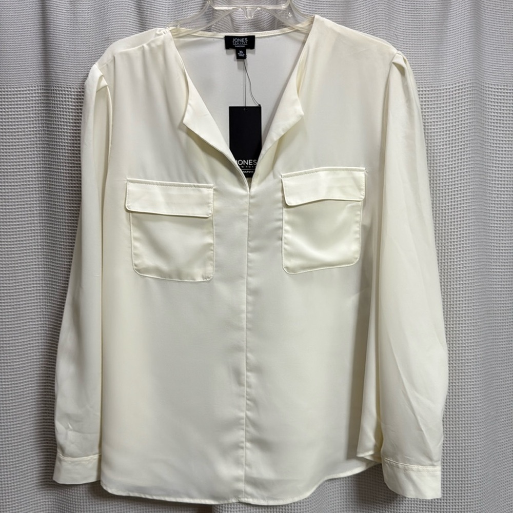 Jones‎ New York NEW ivory blouse top SZ XL career work casual professional basic